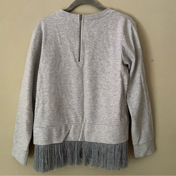 J Crew Gray Fringed Sweatshirt M - Picture 3 of 5